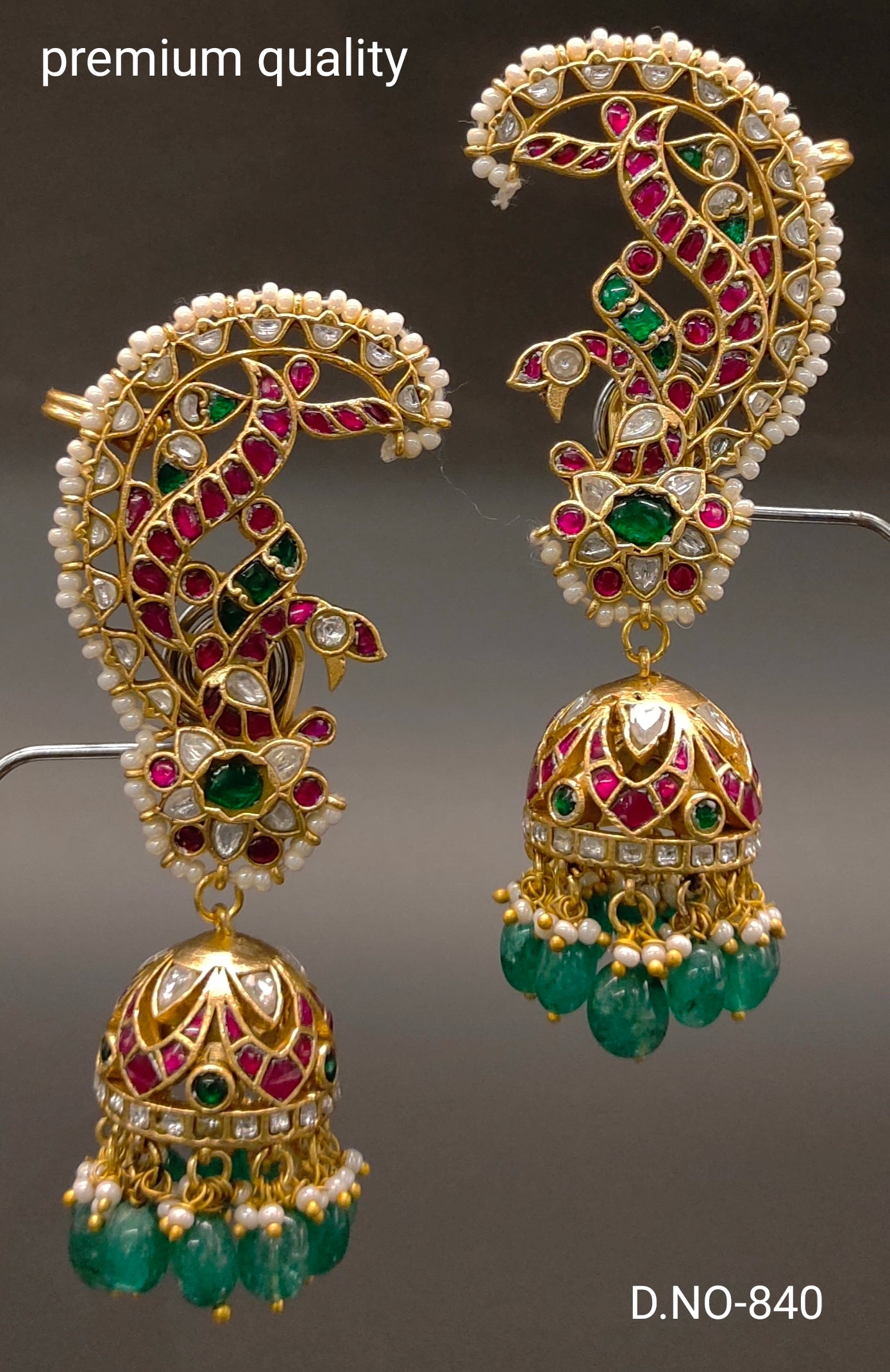 JADAU FULL EARINGS WITH PEACOCK DESIGN