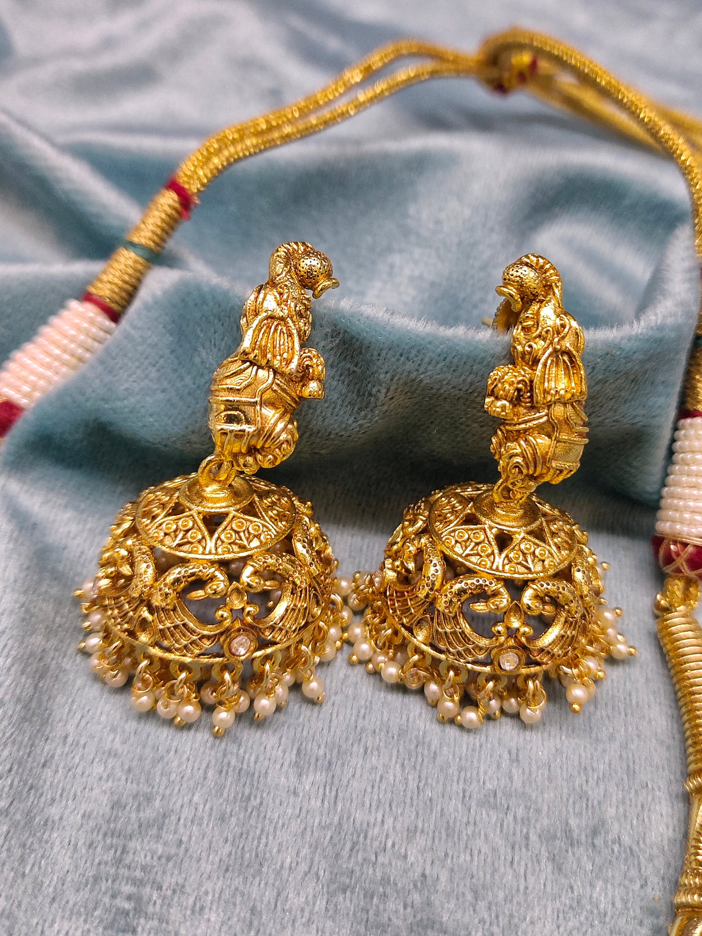 MOISSANITE NAKSHI NECKSET WITH GOD LAXMIDEVI