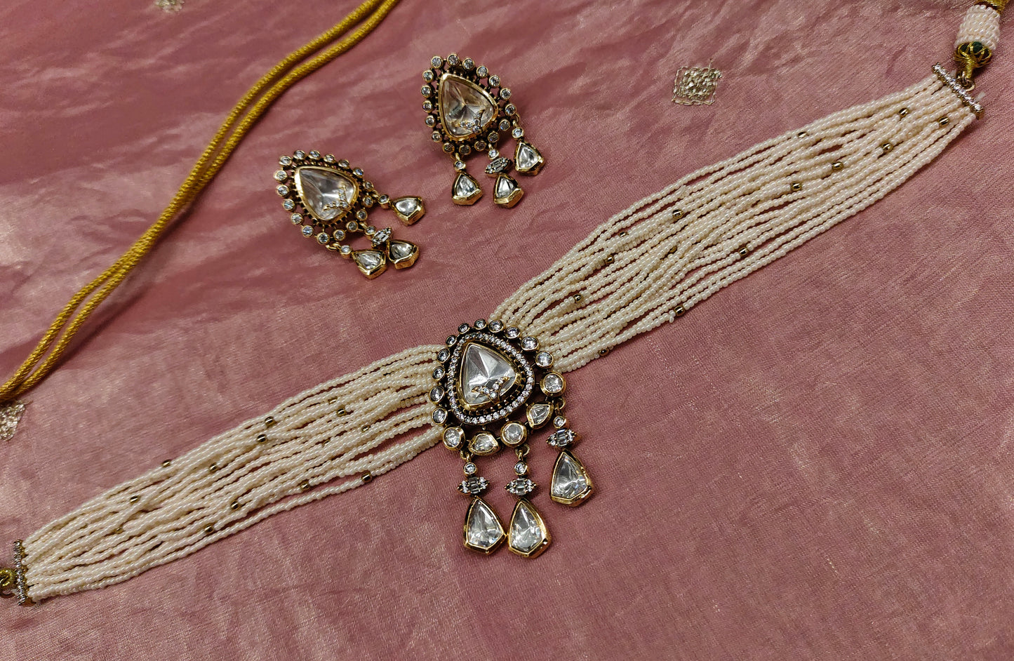 VICTORIAN MOISSANITE PEARLS CHOCKER