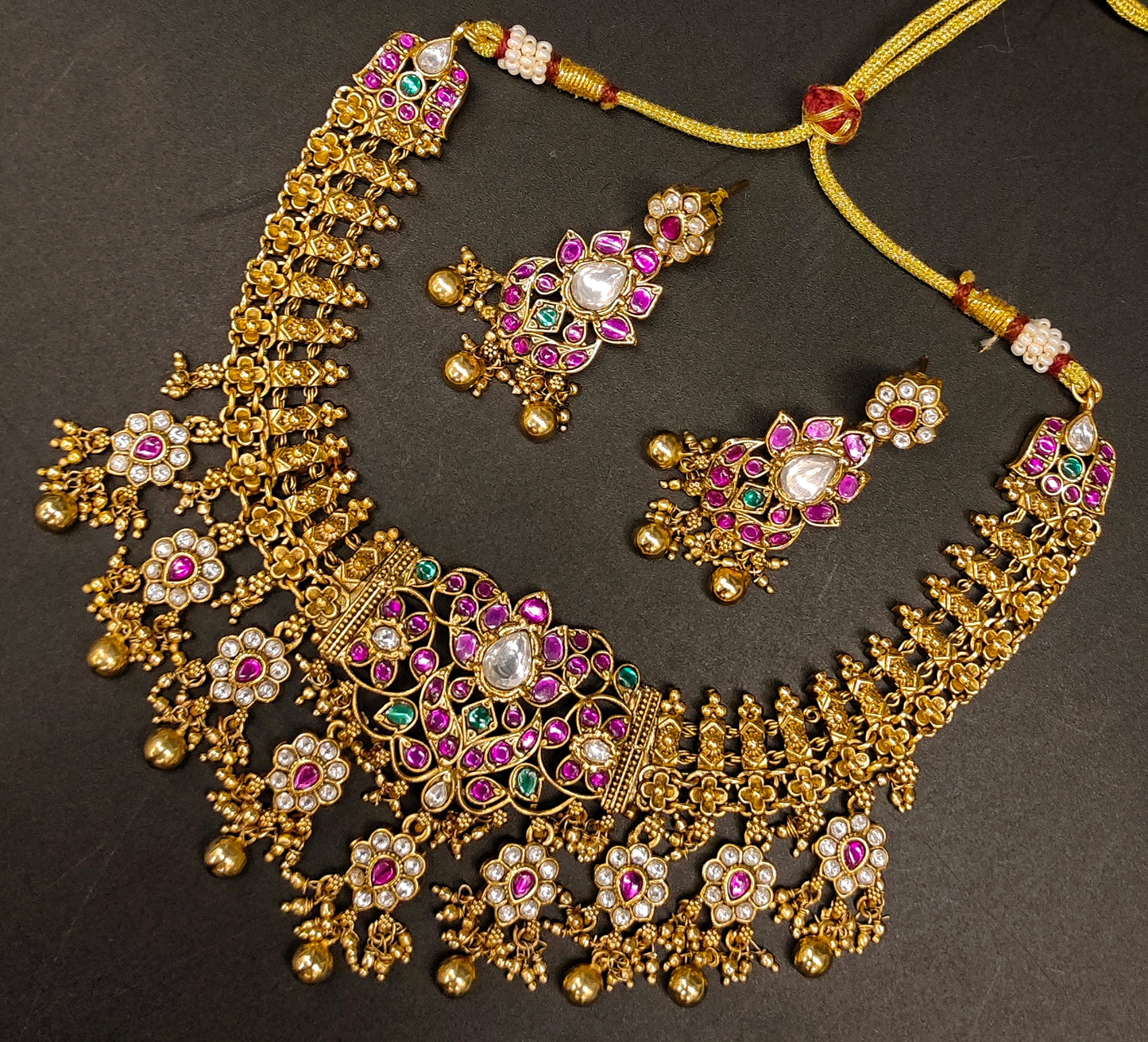 NAKSHI KEMPU JADAU NECKSET