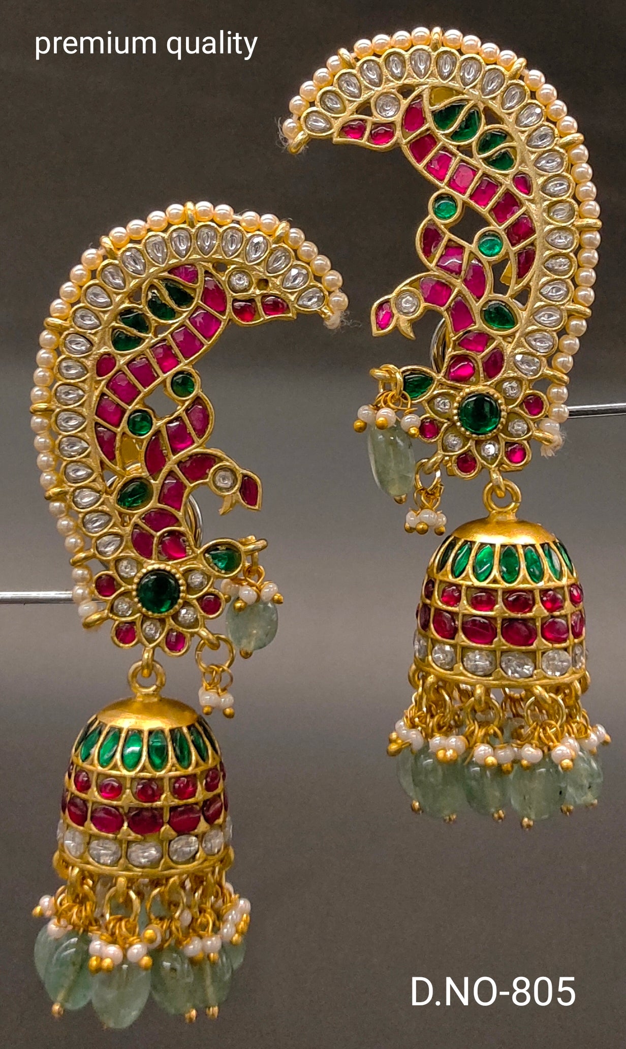 JADAU EARINGS WITH FULL PEACOCK DESIGN