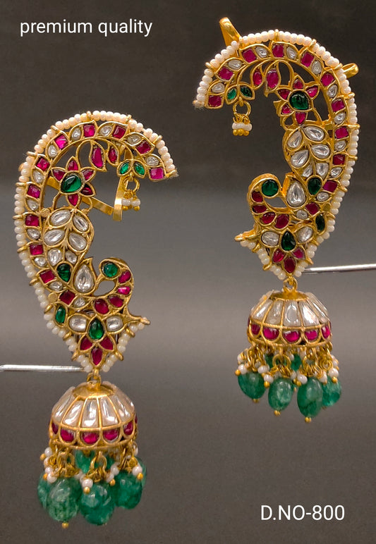 JADAU FULL EARINGS WITH HALF PEACOCK DESIGN