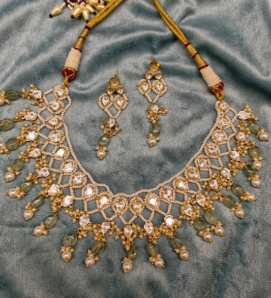 MOISSANITE NECKSET WITH STRAWBERRY BEADS