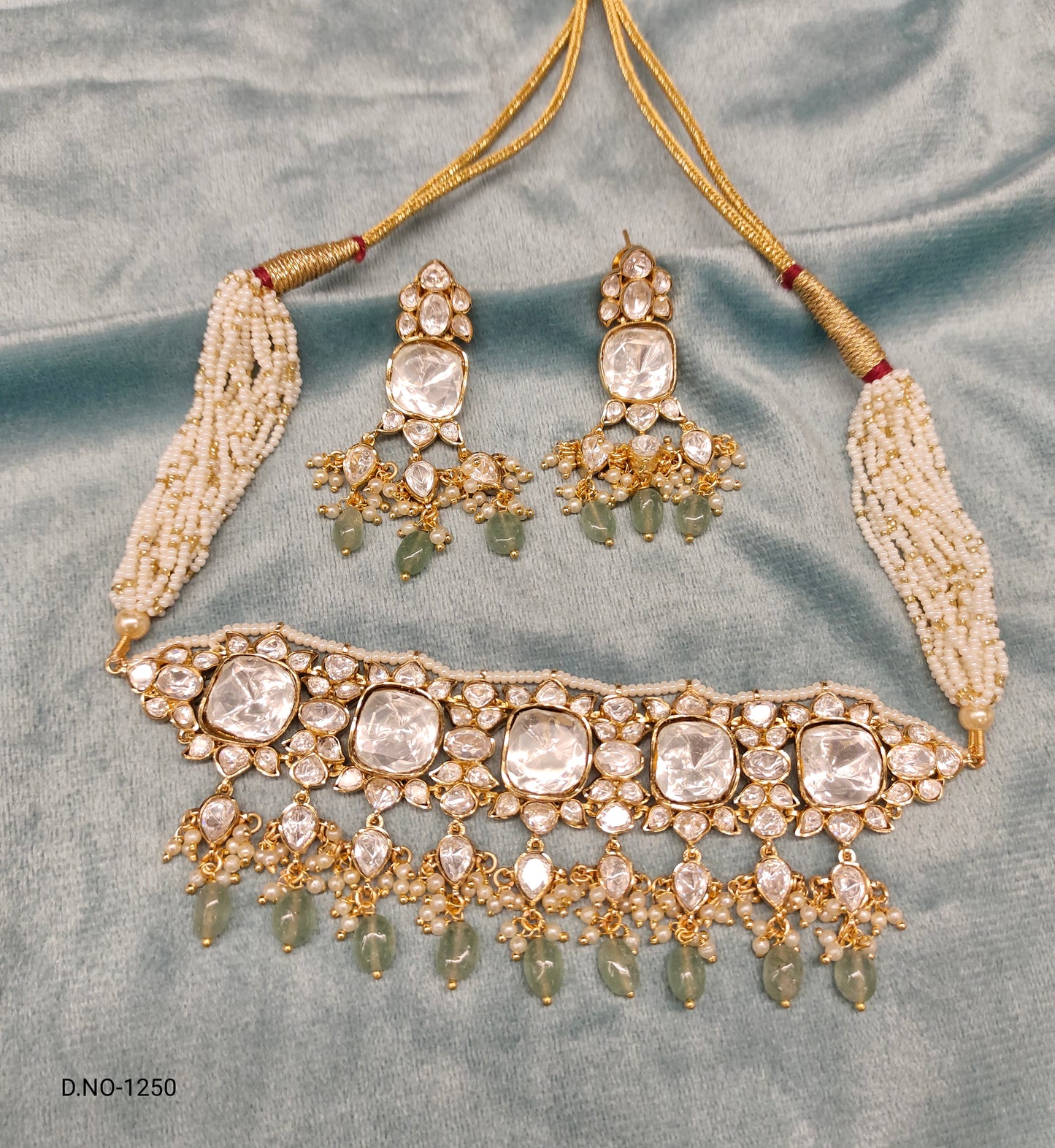 MOISSANITE NECKSET WITH GOLD POLISH