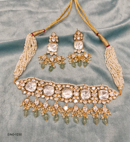 MOISSANITE NECKSET WITH GOLD POLISH