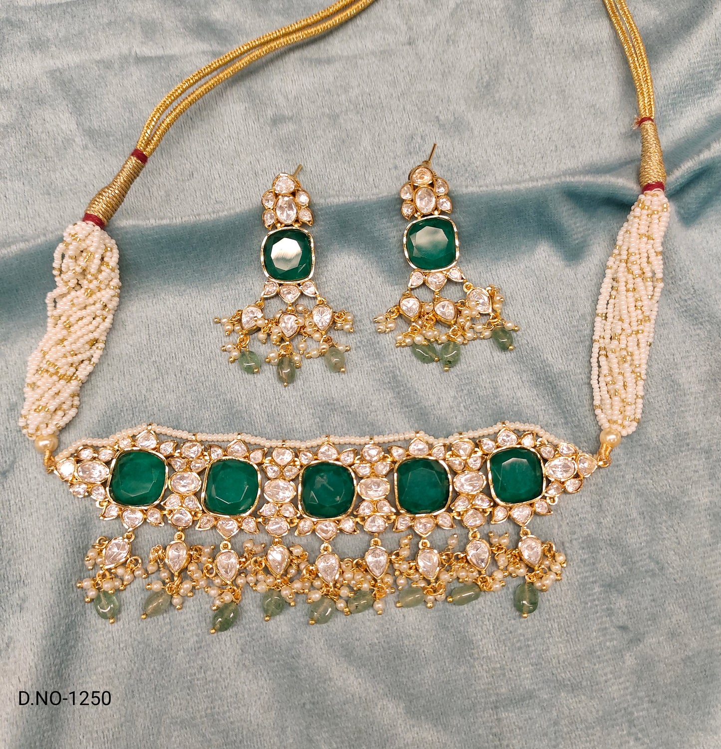MOISSANITE NECKSET WITH GOLD POLISH