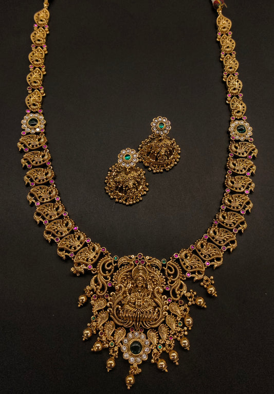 NAKSHI LONG HARAM WITH PEACOCK DESIGN