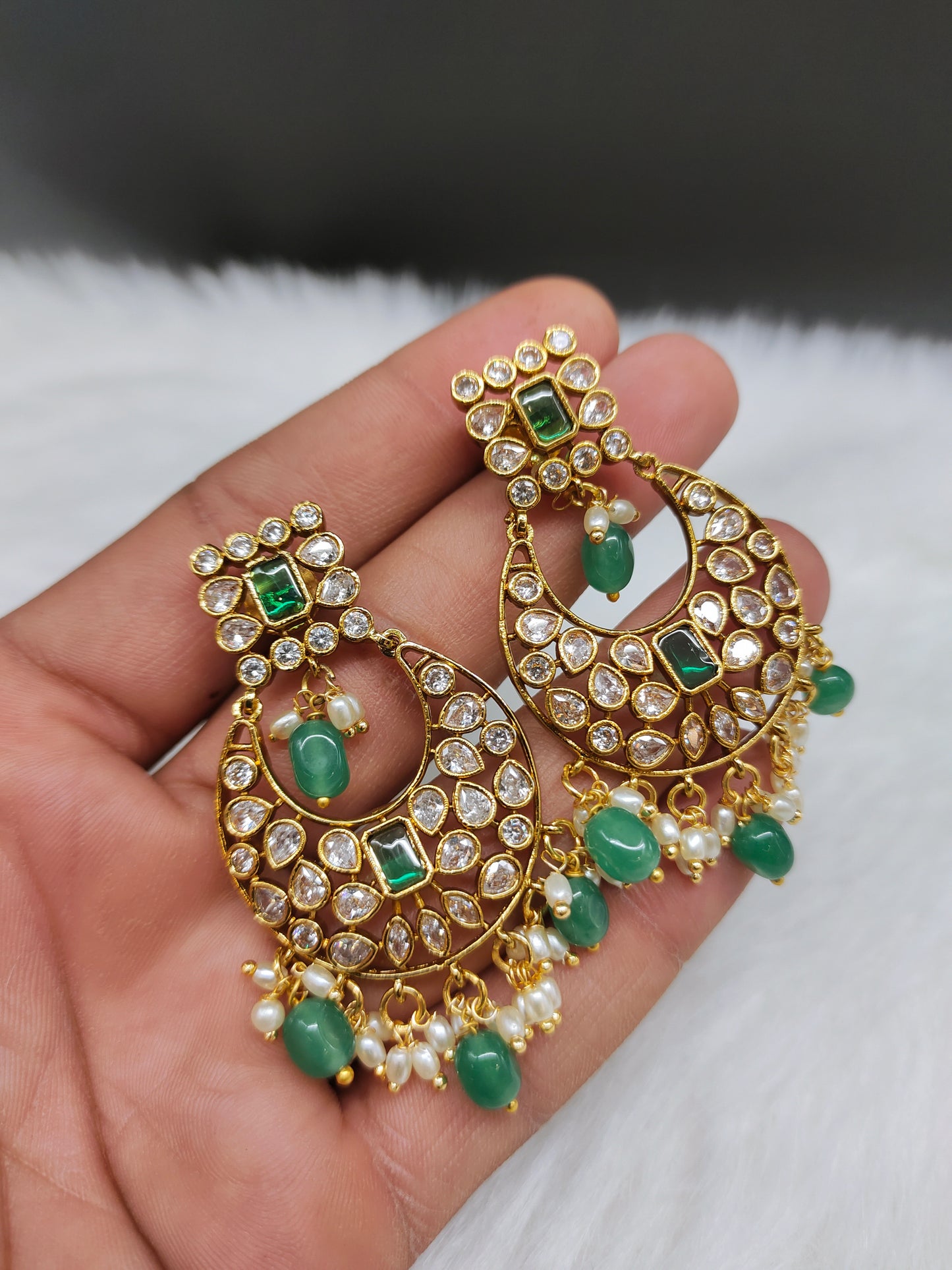 UNCUT KEMPU CHANDBALI EARINGS