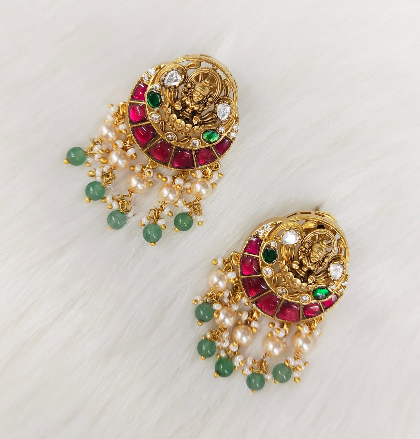 LAXMI JADAU STUDS HANGING DOWN WITH PEARLS