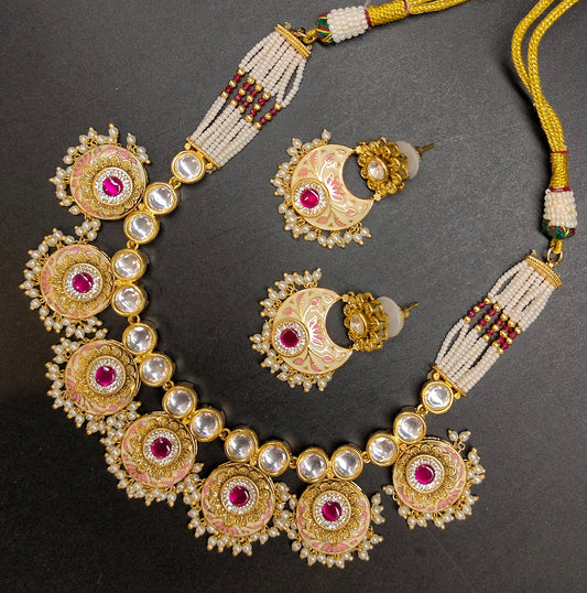 MOTI MOISSANITE MEENA NECKSET