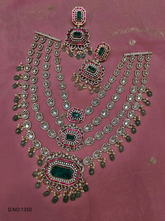 VICTORIAN MOISSANITE 4 LAYER LONG HARAM