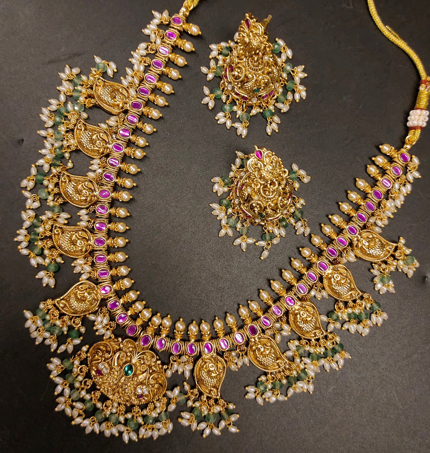 NAKSHI KEMPU JADAU NECKSET