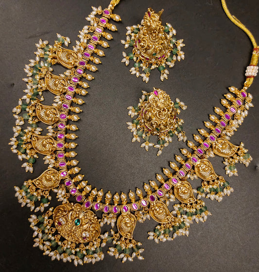 NAKSHI KEMPU JADAU NECKSET