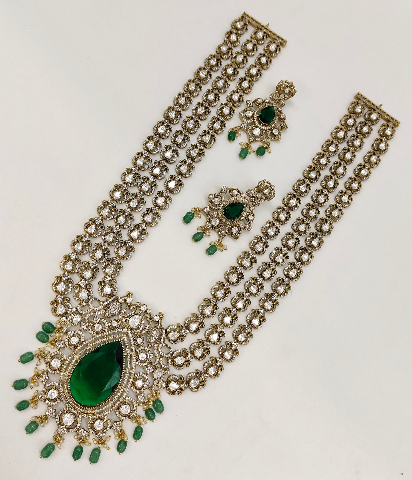 VICTORIAN MOISSANITE 3 LAYER LONG HARAM