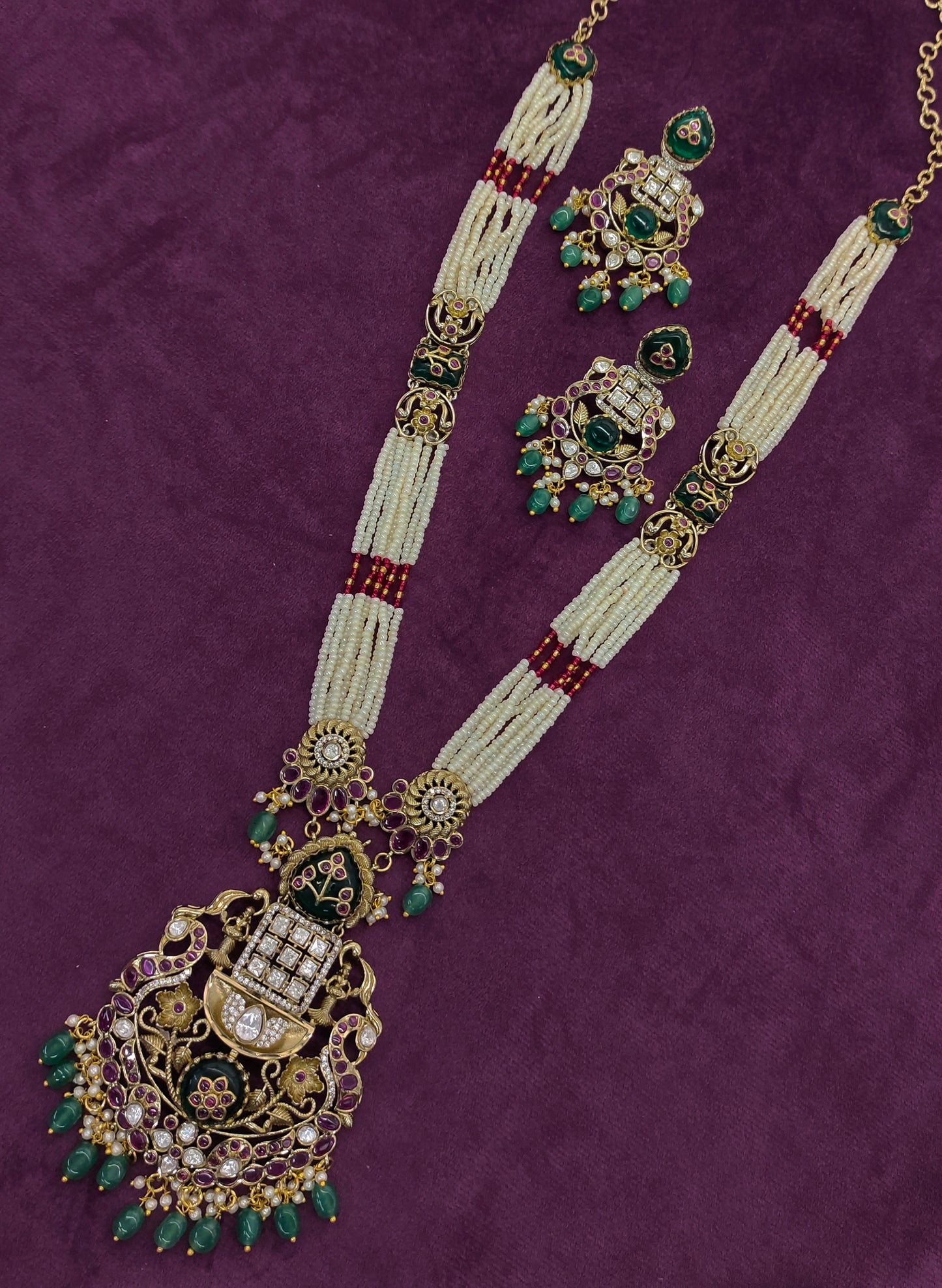VICTORIAN MOISSANITE MOTI LONG HARAM