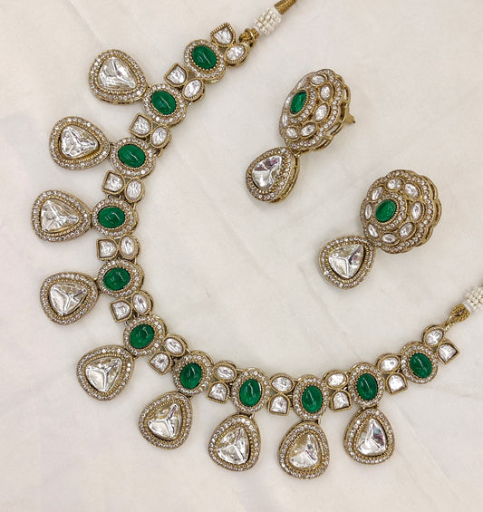 VICTORIAN MOISSANITE KUNDAN NECKSET