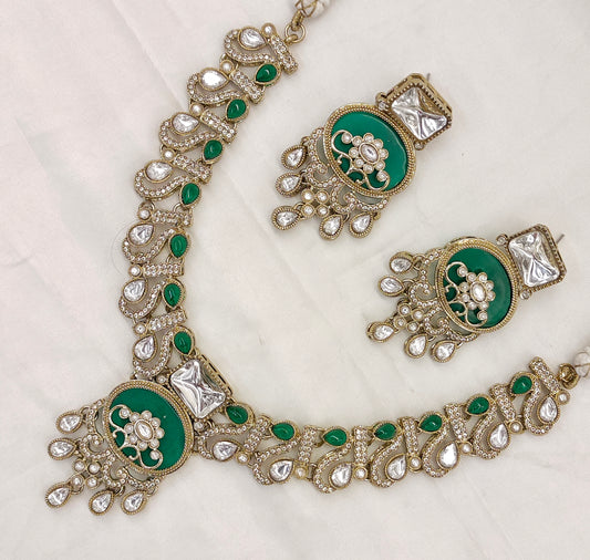 VICTORIAN MOISSANITE KUNDAN NECKSET