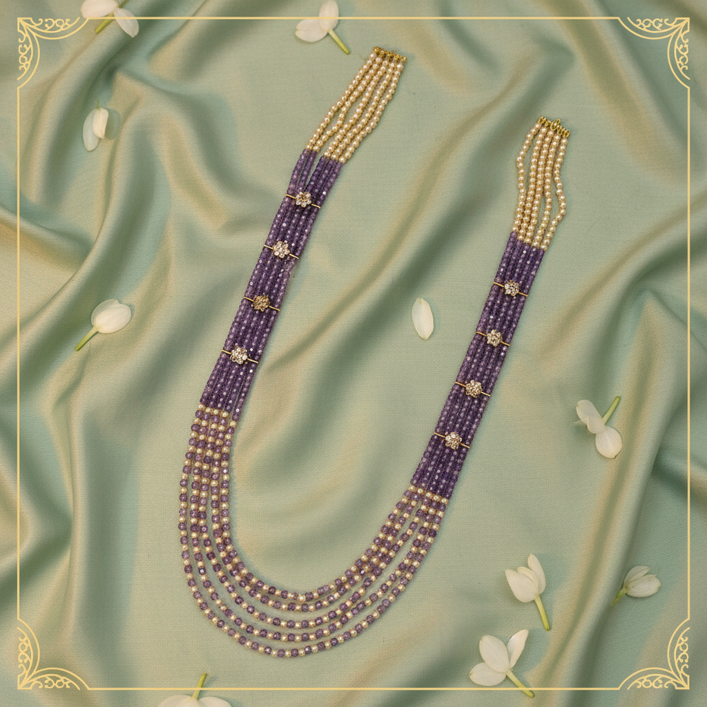 Amethyst Pearl Multi-Strand Mala — Luxury Editorial