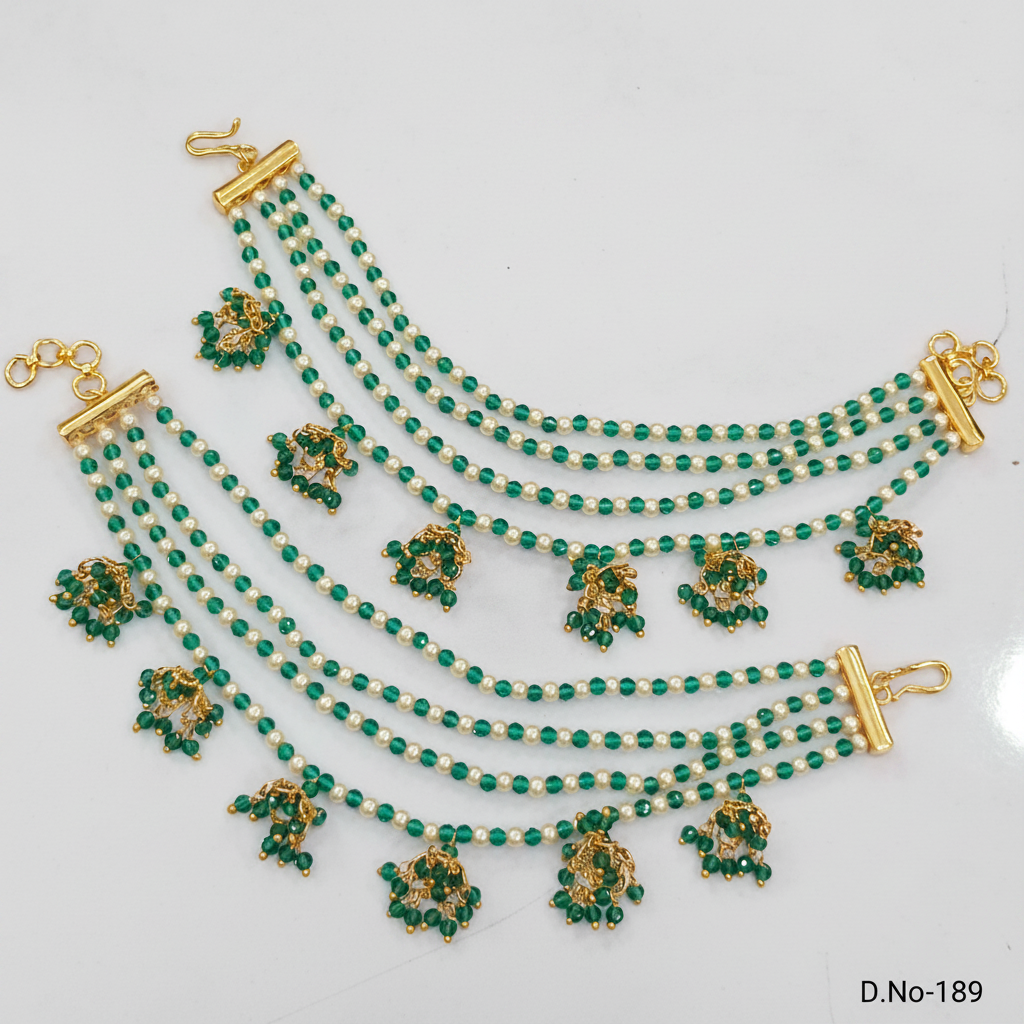 D.No-189 Emerald Green Ear Chains Premium Catalog