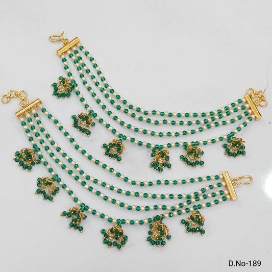 D.No-189 Emerald Green Ear Chains Premium Catalog