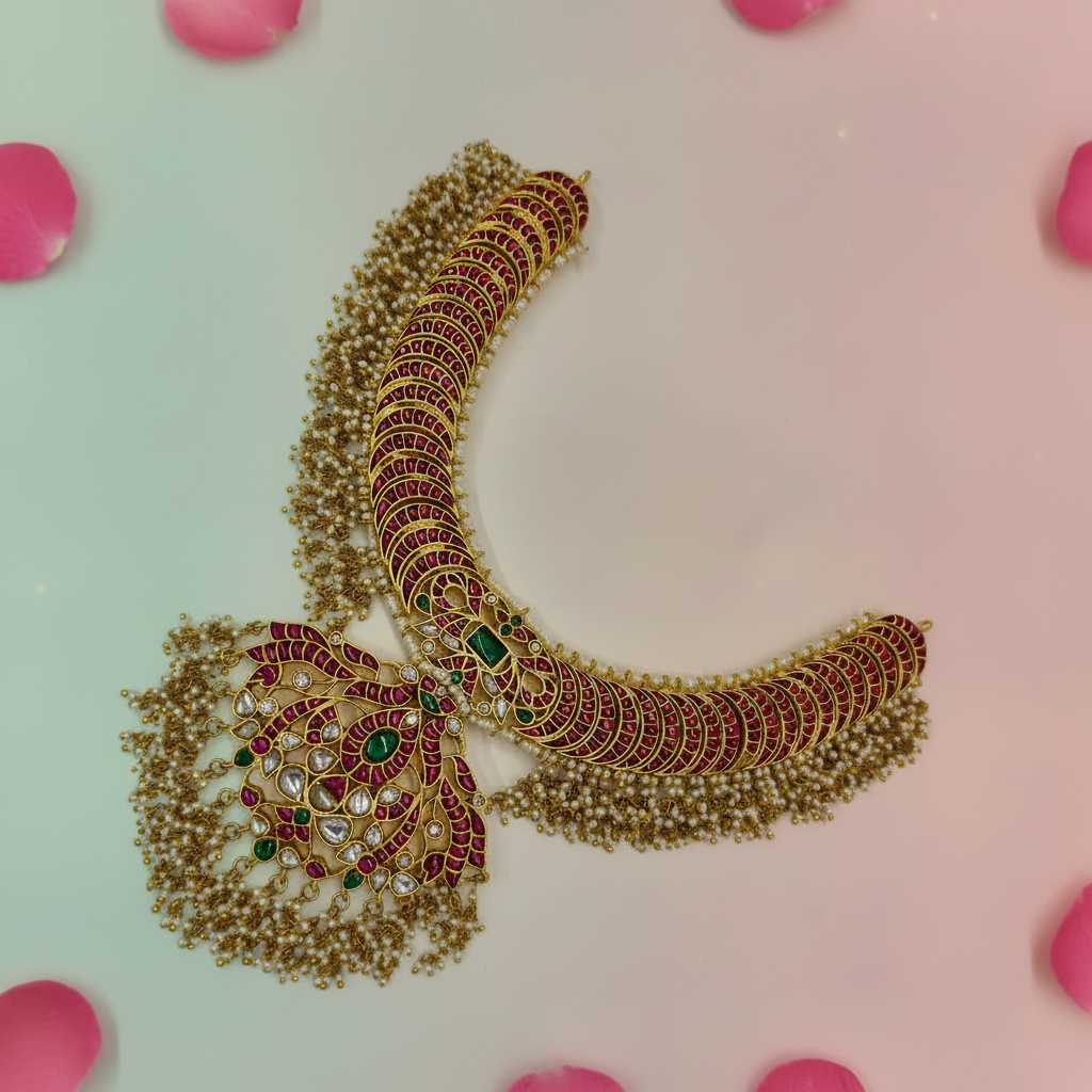 Jadau Neckset - Mint & Pink Clean