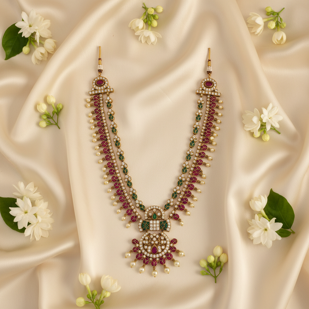 Kempu 2 Layer Neckset - Festive Shot