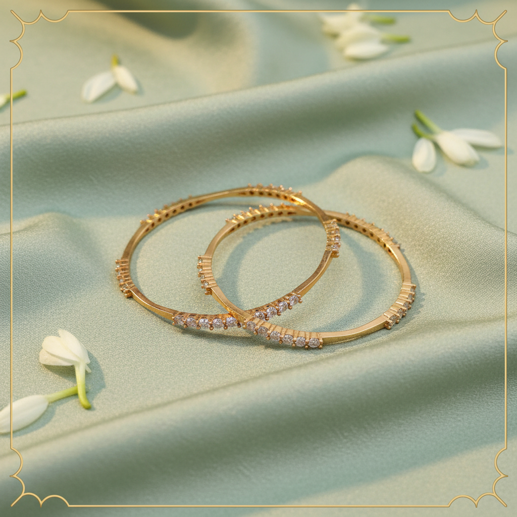 Ultra-Slim Graduating CZ Rose Gold Bangles — Luxury Editorial