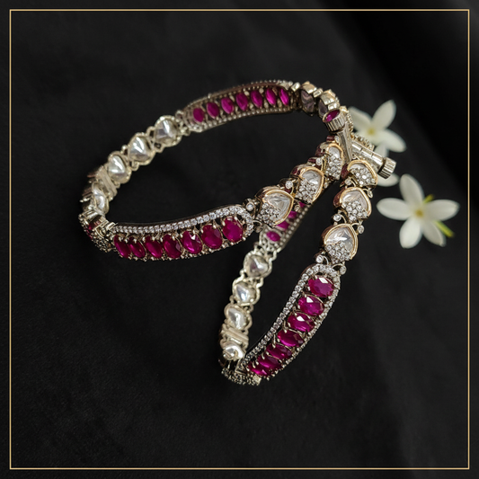 Victorian Ruby Moissanite Bangles — Deep Black Luxury Editorial